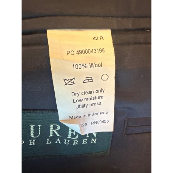 Lauren Ralph Lauren Mens Navy Blazer Jacket 42R 100% Wool Gold Buttons - Picture 6 of 8